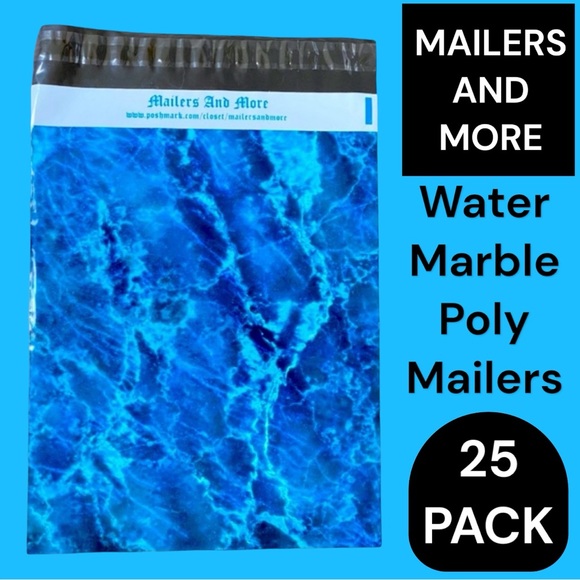 25 10X13  Poly Mailers Blue Ice Water Marble Shipping Envelopes PRICE IS FIRM - Picture 2 of 9